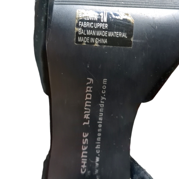 CHINESE Laundry Black Platform Black Satin Open Toe Shoes Size 8 - Picture 4 of 11